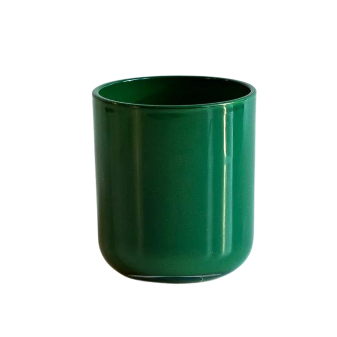 CANDLE VESSEL GLOSSY GREEN