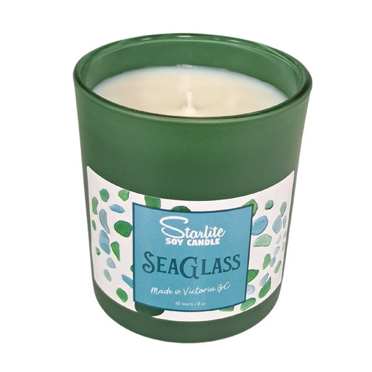 seaglass soy candle 
