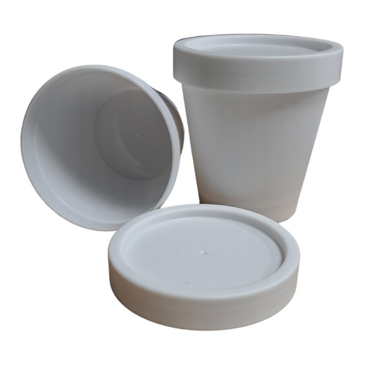 WHITE COSMETIC POT WITH LID